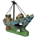 SLOCME Aquarium Resin Boat Ornament - Fish Tank Shipwreck Decorations Sunken Ship OrnamentAquarium Ornament for Freshwater Saltwater Tanks
