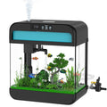 Aquarium Tank Fish Tank Kit with 2.2 Gallon Aquarium Lid and 7 Color-ful Led Lamp Starter Kit Glass Tank for Bookcase