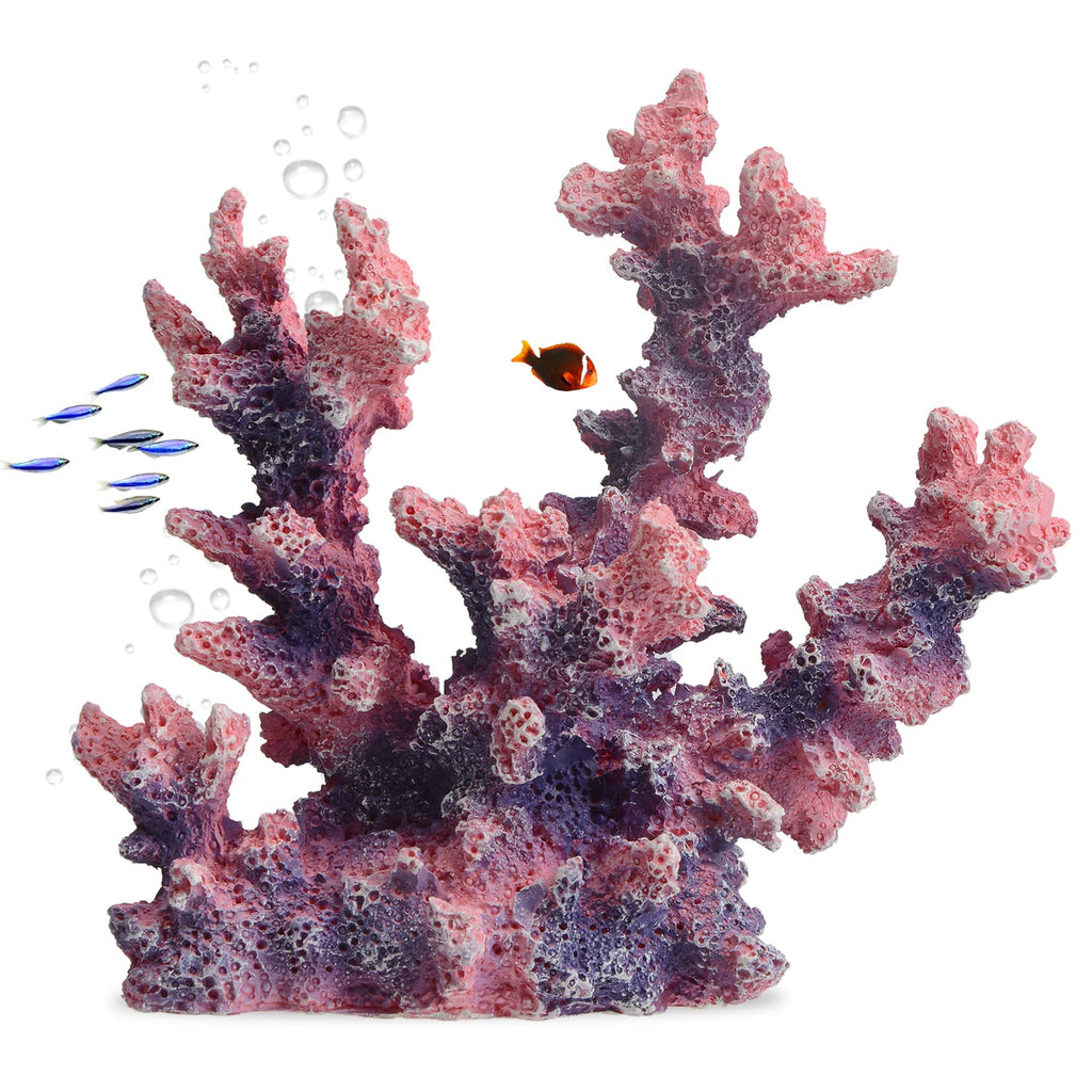 Saim Coral Ornament Aquarium Resin Coral Decor Underwater Plants Fish Tank Decorations Aquarium Landscape Decoration - Pink+Purple
