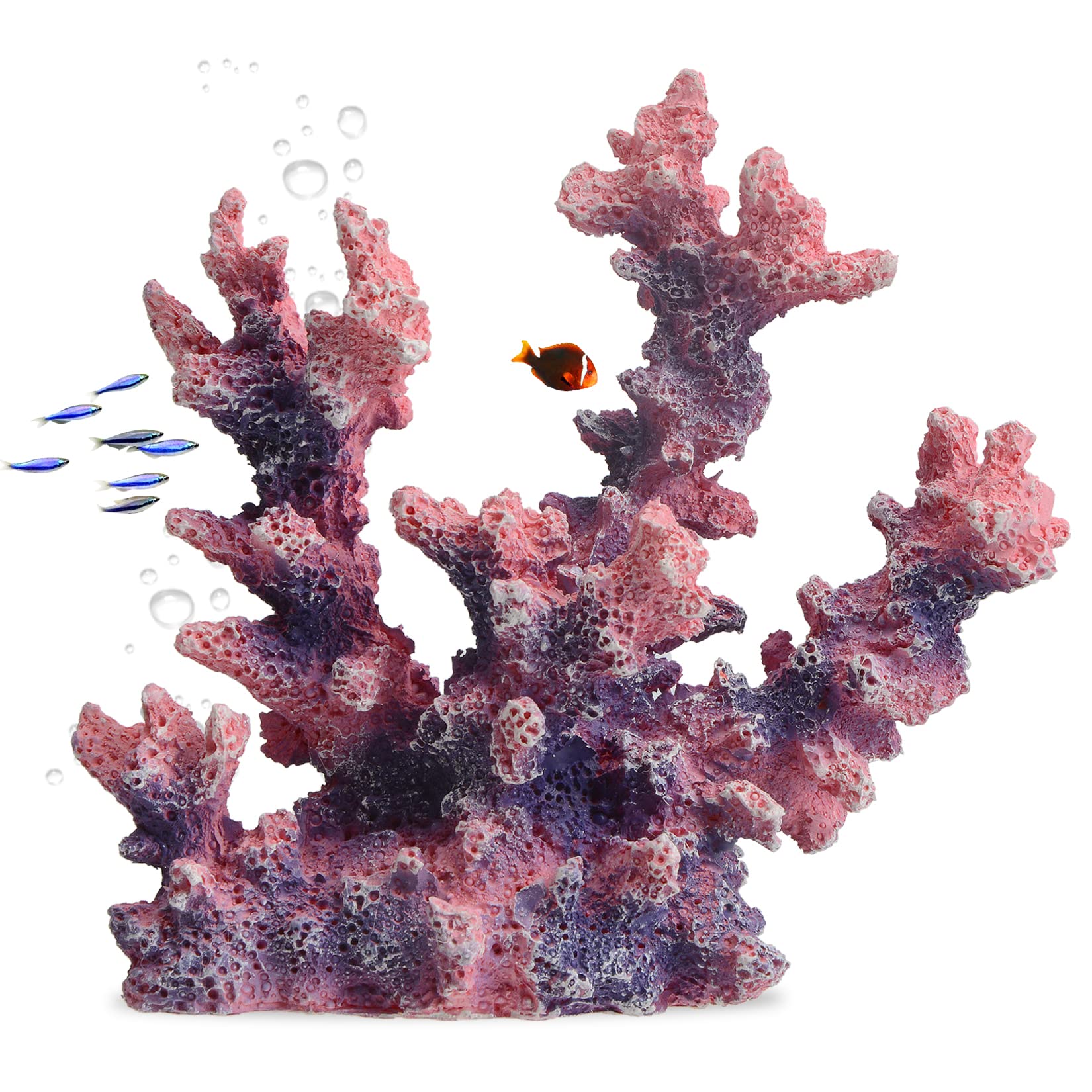 Saim Coral Ornament Aquarium Resin Coral Decor Underwater Plants Fish Tank Decorations Aquarium Landscape Decoration - Pink+Purple