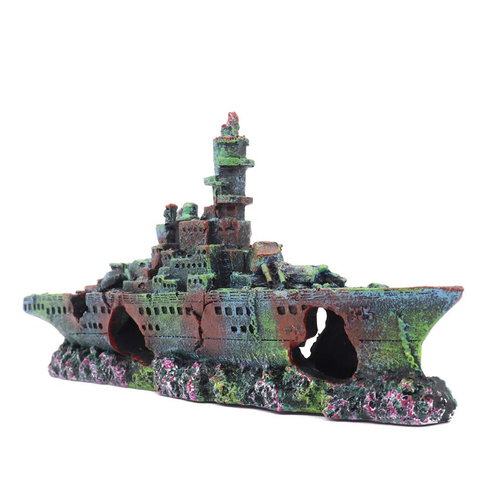 Ulifery Little Aquarium Shipwreck Sunken Pirate Ship Mini Boat Fish Tank Decorations for Betta