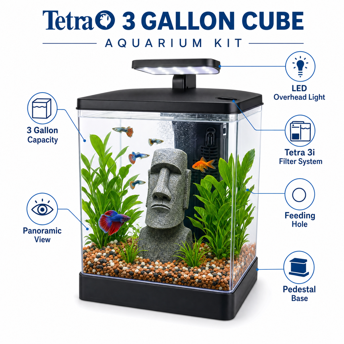 Tetra 3 Gallon Fish Tank Starter Kit with LED Light & Filter