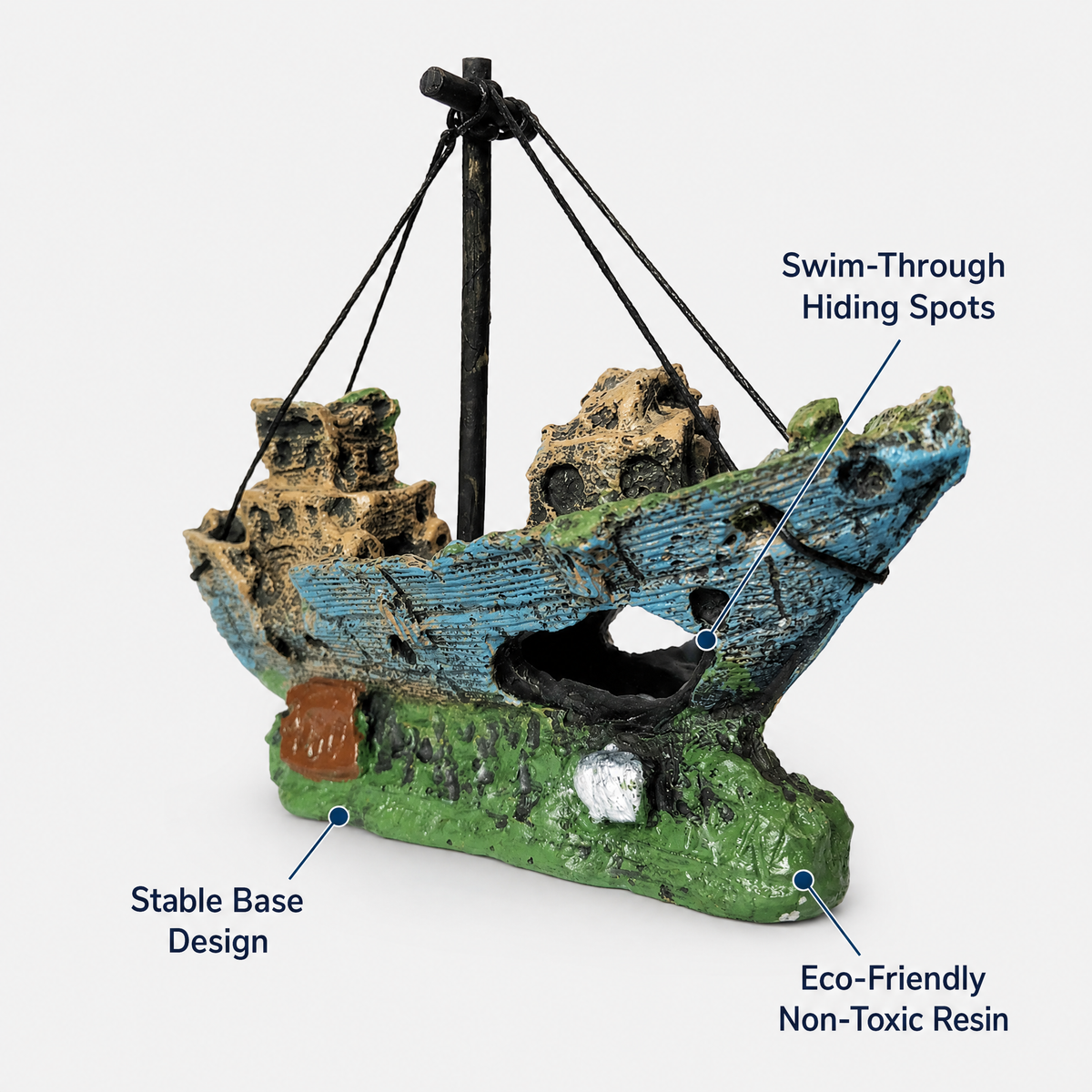 SLOCME Resin Shipwreck Aquarium Ornament