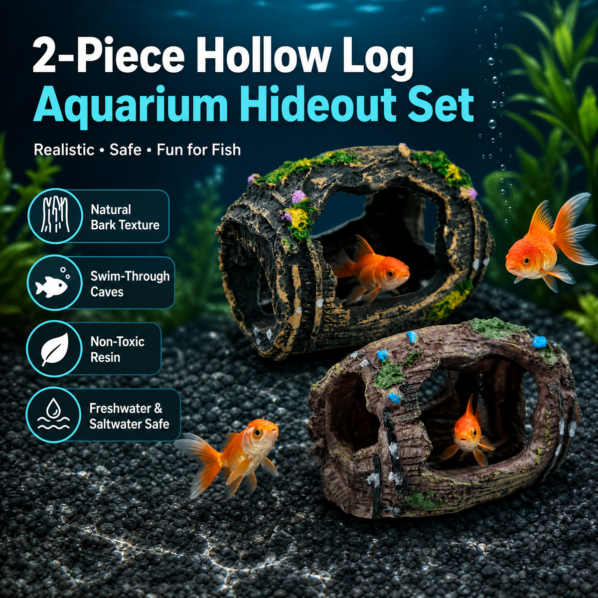 Broken Barrel Aquarium Cave Decorations (2 Pcs)