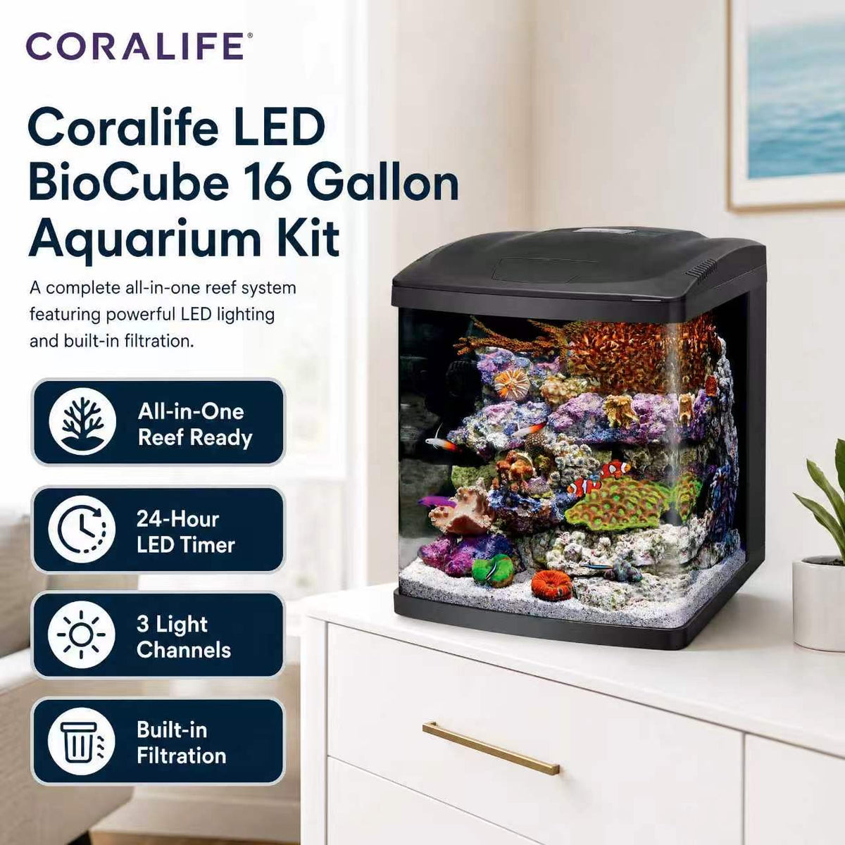 Coralife LED BioCube 16 Gallon Aquarium Kit