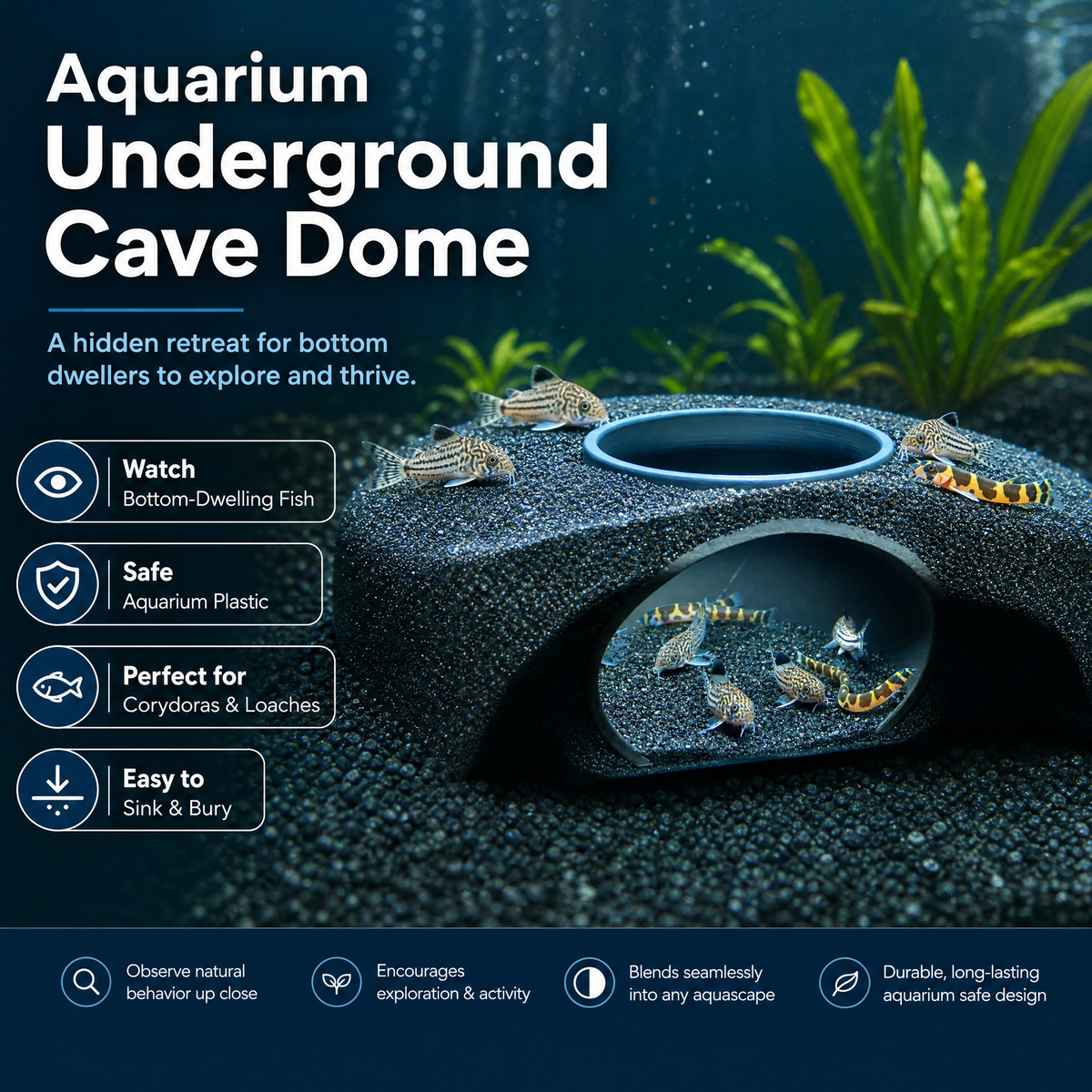 Lucky Critter Aquarium Underground Cave Dome Fish Hideout Decor