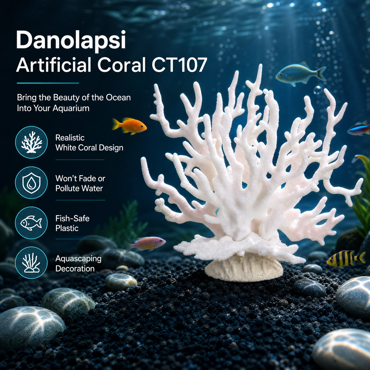 Danolapsi Artificial Coral Aquarium Decoration (White)
