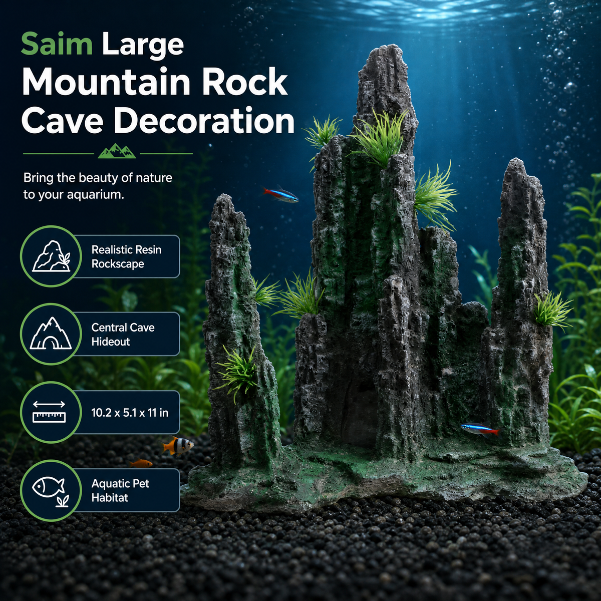 Saim Large Mountain View Stone Aquarium Decoration