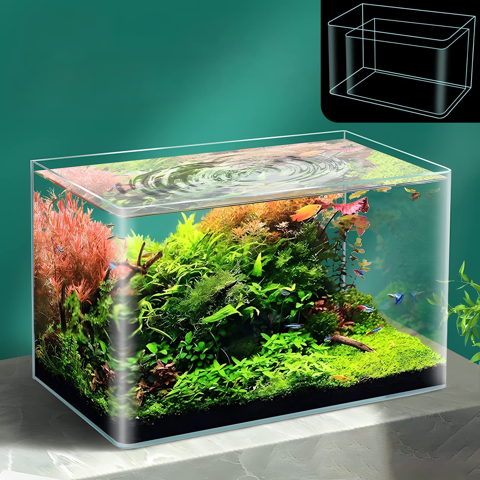 ALALAL 4 Gallon & 2 Gallon Small Fish Tank Rimless Aquarium Tank for Betta/Nano/Goldfish/Snail/Shrimp Small Fish Tank (2Pack)