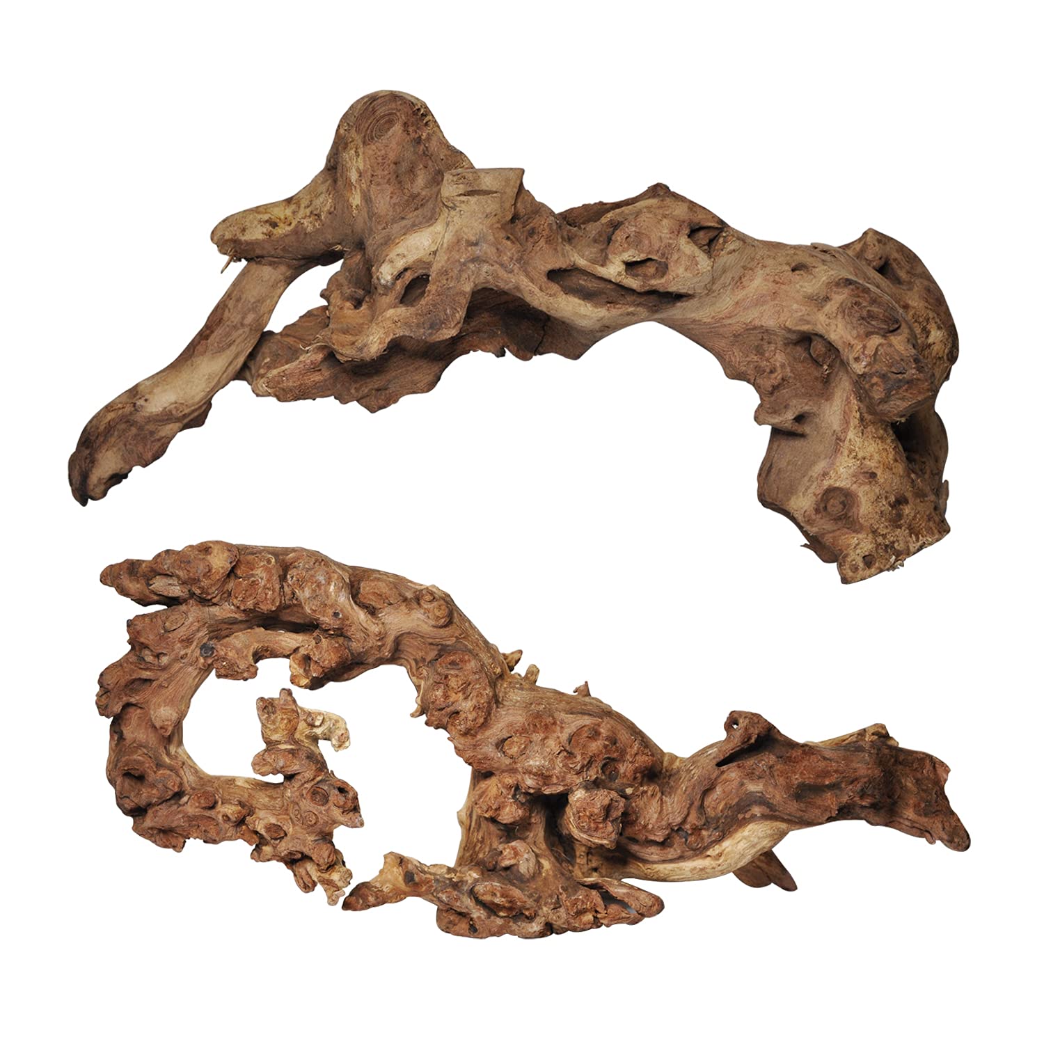 Aucks Natural Large Driftwood for Fish Tank Decoration12 Inch-13.5 Inch Pack of 2 Pieces Driftwood for Aquarium Reptile Decor