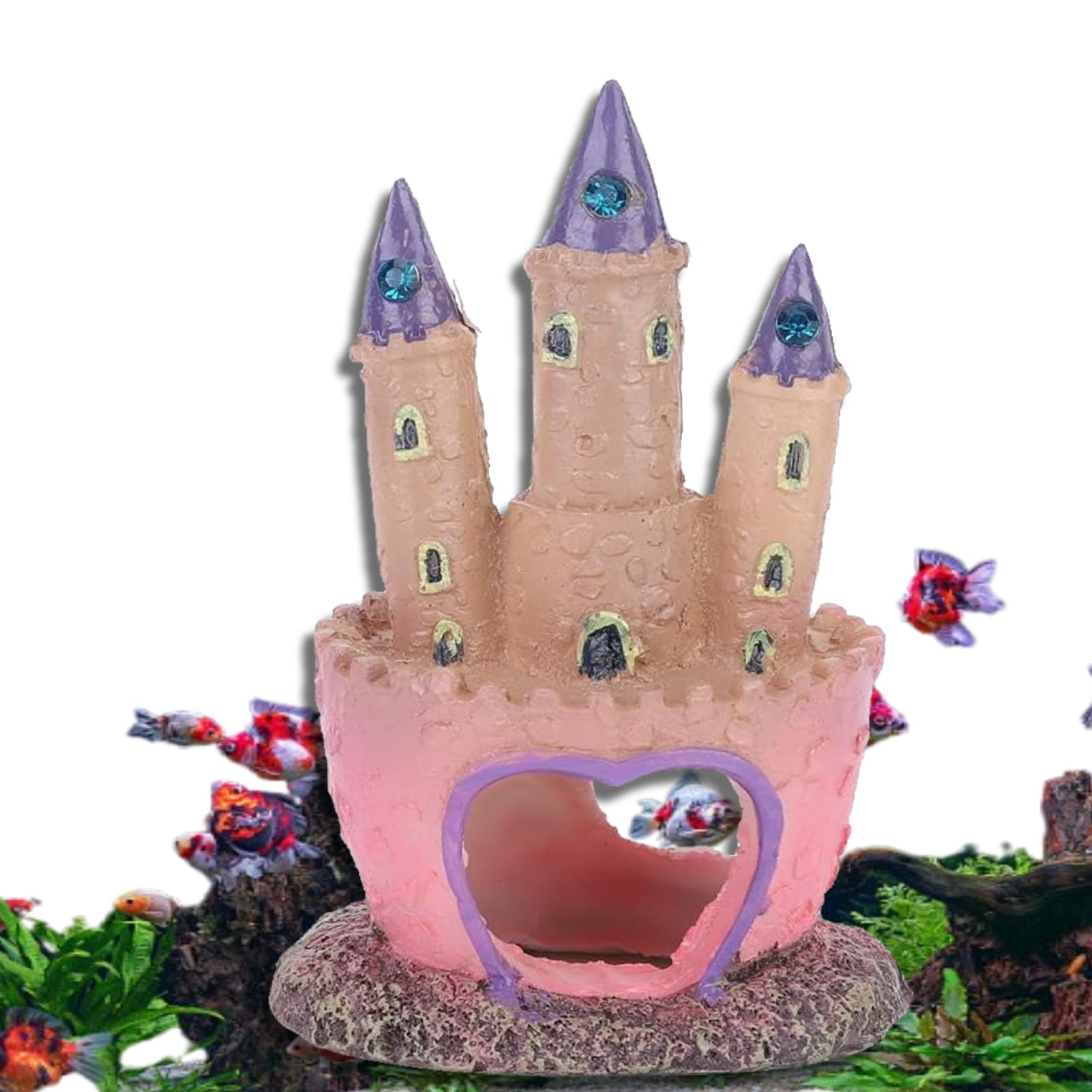 Castle Aquarium Decoration for Freshwater and Saltwater Fish Tanks Ornament Aquarium Decorations PINK Aquarium Resin Castle Decoration Fish Tank Castle Cave Hideouts House Plants Supplies Accessories